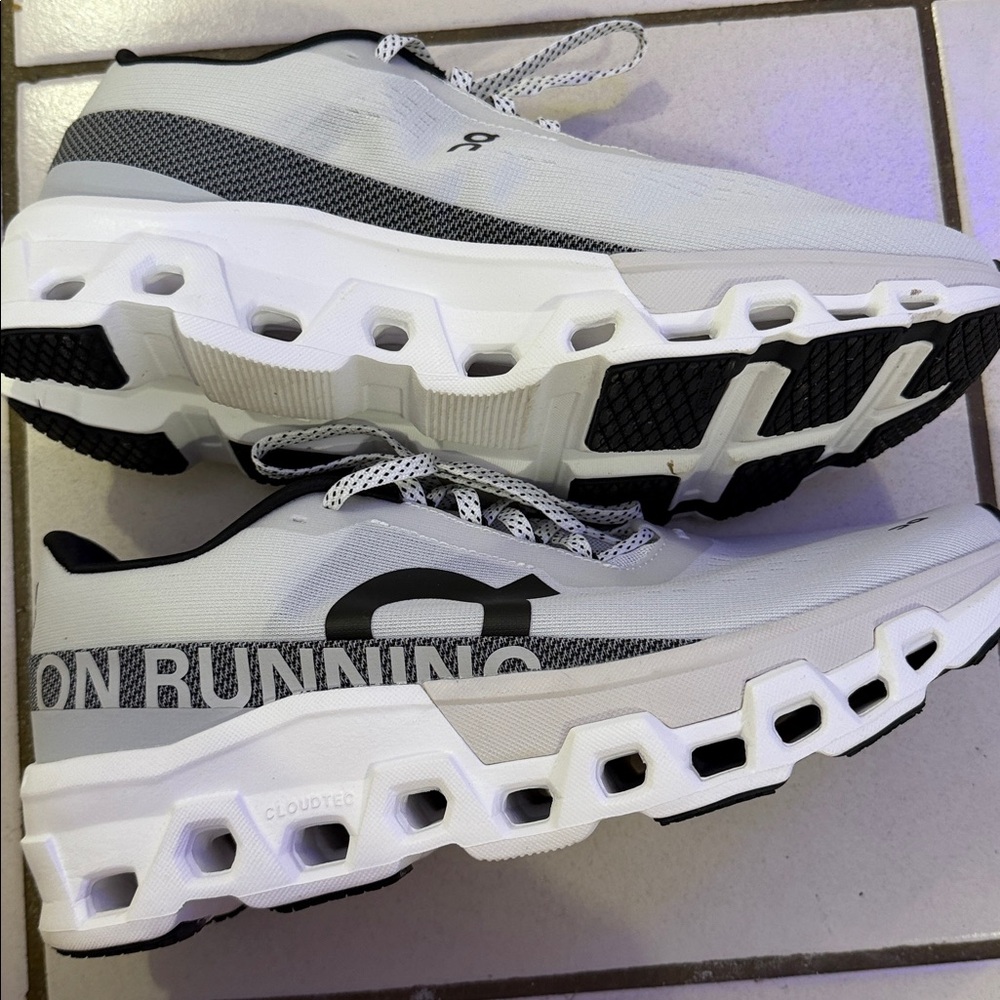 On Running Monster Black and White Athletic Shoes